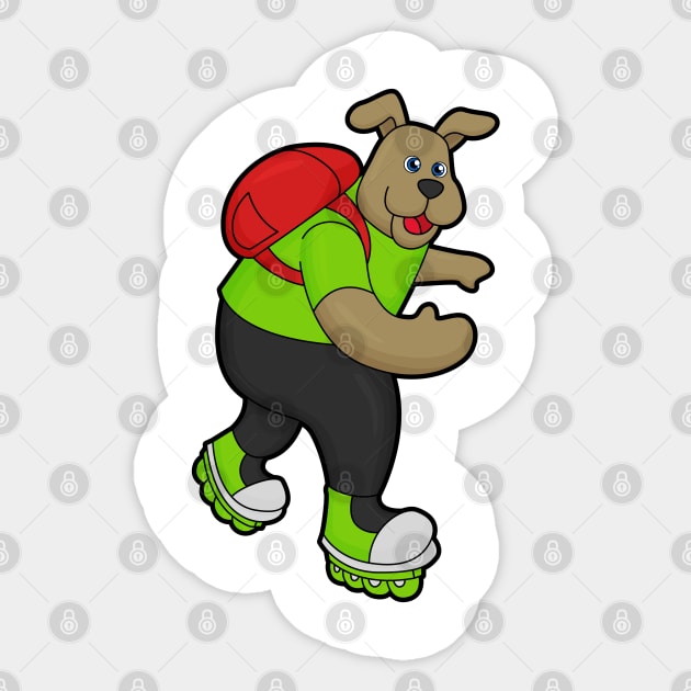 Dog as Skater with Inline skates & Backpack Sticker by Markus Schnabel